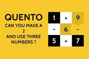 Gult og svart rutenett med tallene 1, 9, 5, 7 og matematiske symboler, samt en tekstutfordring