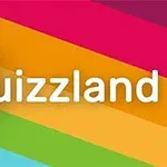 Fargerike horisontale striper med teksten Quizland i midten