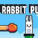 To boksehansker i rød og blå går mot en pikselert kanin, med teksten Rabbit Punch øverst