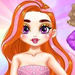 To an animerte figurer med stort hode, store øyne og fargerike antrekk mot en rosa bakgrunn
