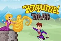 Den onde heksen holder Rapunzel i et høyt tårn