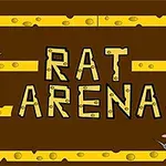 To rotter på hver sin plattform med ost, med teksten Rat Arena i midten