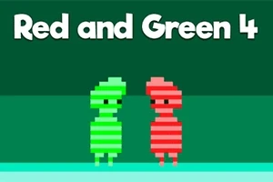 To pixel-figurer, en grønn og en rød, står ved siden av hverandre med teksten Red and Green 4 over dem