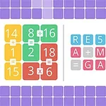 Fargerike tall og bokstaver arrangert i ruter med en matematisk tema