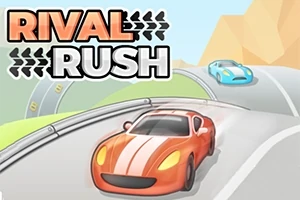 To biler på en svingete vei med teksten Rival Rush øverst