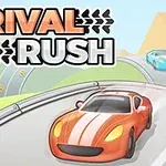 To biler på en svingete vei med teksten Rival Rush øverst
