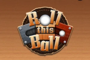 Tekstlogo med ordene Roll this Ball i trestruktur mot en bakgrunn av treplanker og skinnlapp