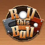 Tekstlogo med ordene Roll this Ball i trestruktur mot en bakgrunn av treplanker og skinnlapp