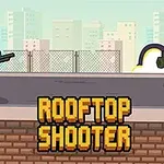 To pixelfigurer med våpen på en takterrasse, med teksten ROOFTOP SHOOTER i forgrunnen