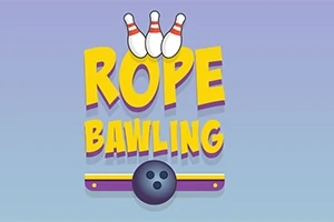 Fargerik illustrasjon med teksten Rope Bawling, en bowlingkule og tre bowlingkjegler