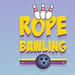 Fargerik illustrasjon med teksten Rope Bawling, en bowlingkule og tre bowlingkjegler