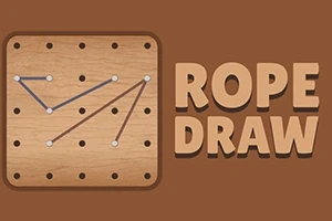 Trebakgrunn med et prikkbrett og linjer, ved siden av teksten Rope Draw