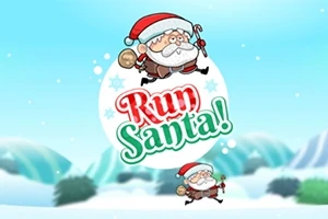 Tegnet nisse i julekostyme med teksten Run Santa!