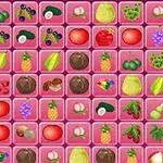 Illustrasjon med et rutenett fylt med ulike frukter og grønnsaker på en rosa bakgrunn