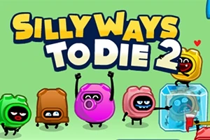 Fargerike, animerte figurer mot en grønn bakgrunn med teksten Silly Ways to Die 2 over dem