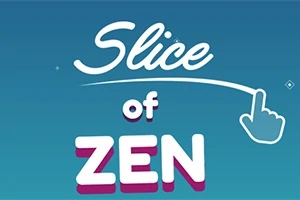 Teksten Slice of ZEN og en pekefingerillustrasjon på en blå bakgrunn