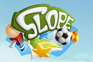 Fargerik illustrasjon med ordet Slope, fotball, stjerne og andre sportselementer mot en himmelbakgrunn