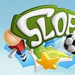 Fargerik illustrasjon med ordet Slope, fotball, stjerne og andre sportselementer mot en himmelbakgrunn