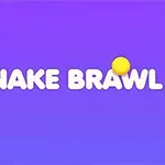 Tekst SNAKE BRAWL i hvitt på lilla bakgrunn med gule sirkler rundt
