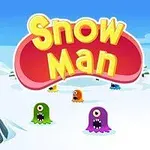 Fargerike monstre med ett øye står i et snødekt landskap med fjell i bakgrunnen, og teksten Snow Man vises i et rødt skilt øverst