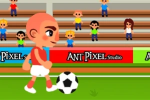 Tegneseriefigur spiller fotball på banen med publikum i bakgrunnen