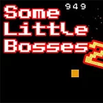Teksten Some Little Bosses 2 vises i rødt på en svart bakgrunn med små pikselgrafikker og en poengsum øverst