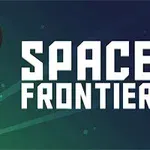Rakett mot en grønn og blå gradient bakgrunn med teksten Space Frontier i store bokstaver
