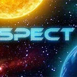 Tekst med ordet SPECT over et romtemamiljø med en sol, en planet og et romskip