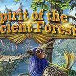 Tekst Spirit of the Ancient Forest over et bilde av en fantasifull skog med trestrukturer og kunstneriske figurer av fugler i forgrunnen