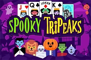 Tegneseriemonstre med pokerkort i en fargerik, skummel bakgrunn