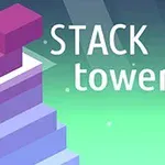 Fargerike blokker stablet oppå hverandre med teksten STACK tower i bakgrunnen