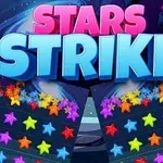 Fargerike stjerner i et mønster mot en galaksebakgrunn med teksten Stars Strike i store bokstaver øverst