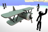 Fly gjennom himmelen i stickman-verdenen med flyet ditt!