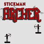 To stiliserte strekmenn med buer står på plattformer under teksten Stickman Archer
