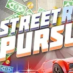 En rød sportsbil med dollar-sedler i bakgrunnen og teksten Street Race Pursuit øverst