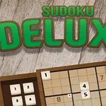 Tittel Sudoku Deluxe i stor, grønn skrift ovenfor et delvis fylt sudoku-brett