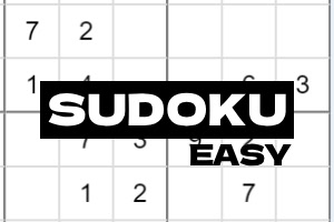 En delvis utfylt Sudoku-gåte med teksten Sudoku Easy i svart og hvitt