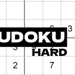 Et sudoku-puslespill med noen tall fylt inn og teksten Sudoku Hard over puslespillet