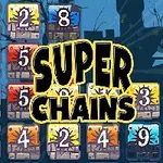 Fargerike nummererte blokker i et rutenett med teksten Super Chains i midten
