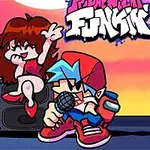 To animerte figurer foran en høyttaler, der den ene holder en mikrofon, med en fargerik bakgrunn