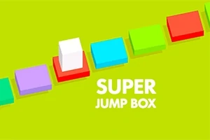 Fargerike bokser på en grønn bakgrunn med teksten SUPER JUMP BOX