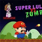 Tegneseriefigur med rød hatt skyter ildkule mot en grønn zombie