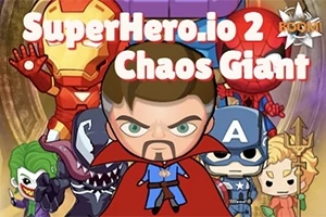 Tegneseriestilfigurer i fargerike superheltkostymer står sammen på en plakat med teksten SuperHero