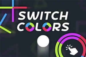 Fargerike streker og former med teksten Switch Colors mot en mørk bakgrunn