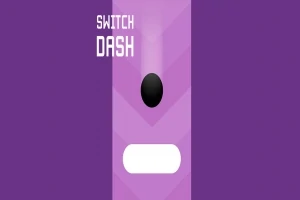 En svart oval over en hvit rektangulær form på en lilla bakgrunn med teksten SWITCH DASH øverst