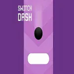 En svart oval over en hvit rektangulær form på en lilla bakgrunn med teksten SWITCH DASH øverst