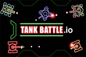Fargerike, neonbelyste tank-ikoner og teksten TANK BATTLE