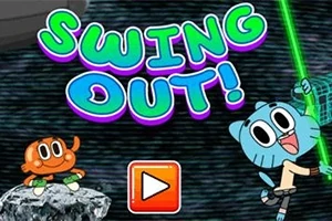 To fargerike animasjonsfigurer med teksten Swing Out!