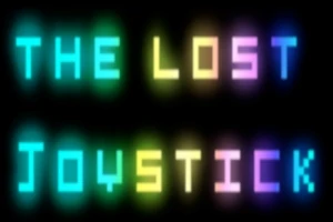 Fargerik neontekst på svart bakgrunn som sier The Lost Joystick