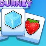 En solblomst, en isbit, og et jordbær er avbildet på tre kort med blå bakgrunn, med teksten JOURNEY over